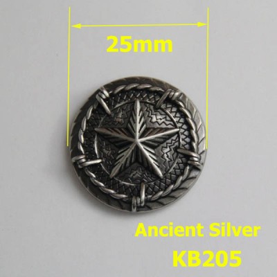 KB205 Ancient Silver Pentagonal Badge Conchos 25mm 1pc/bag