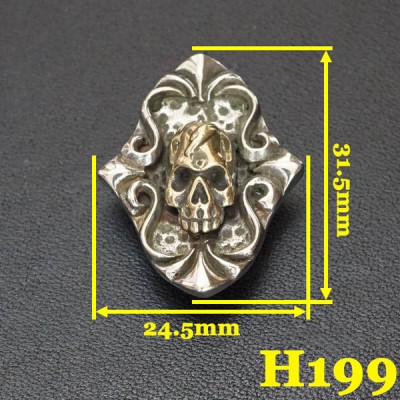 H199 Magic Mirror Skull Conchos 24.5x31.5 mm 1pc/bag