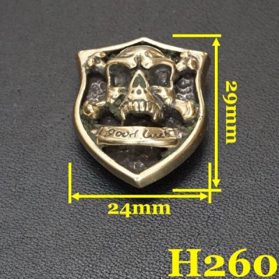 H260 Lucky Skull Badge Conchos 24x29mm 1pc/bag