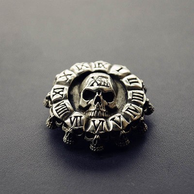 NA023 Brass Conchos Death Skull Clock 40mm