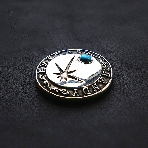 NA039 Embossed Inlaid Turquoise Conchos 35mm