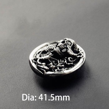 NA070 Gothic Style Skull Thorns Rose Conchos 41.5mm