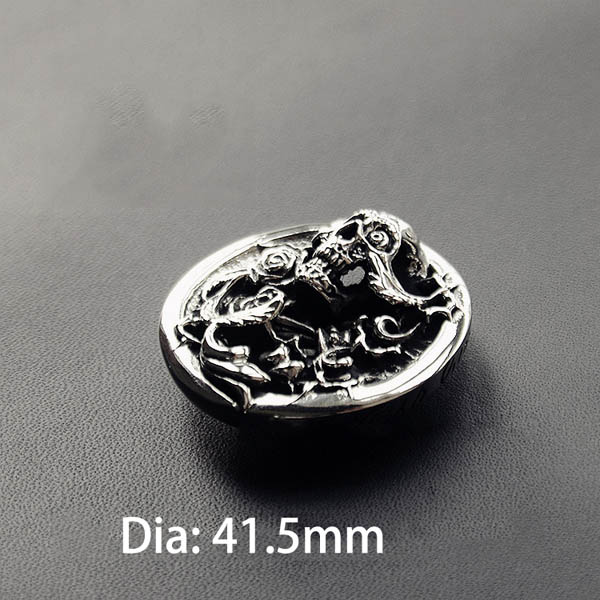 NA070 Gothic Style Skull Thorns Rose Conchos 41.5mm