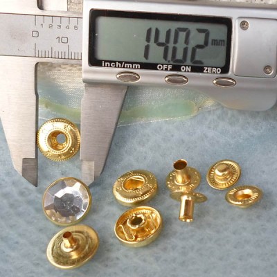 831#  Copper+Transparent acrylic Snap Fastener 15mm 100pcs/bag