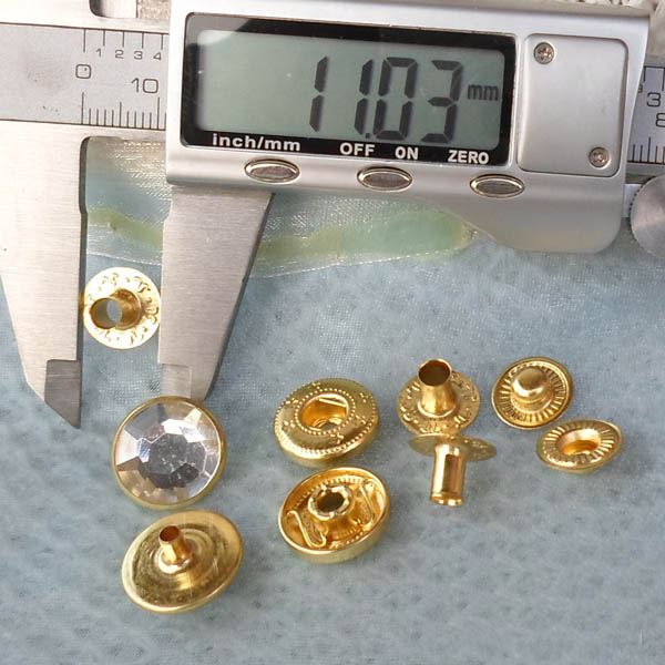 831#  Copper+Transparent acrylic Snap Fastener 15mm 100pcs/bag