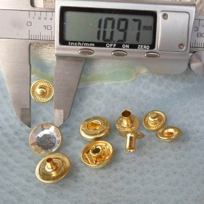 831#  Copper+Transparent acrylic Snap Fastener 15mm 100pcs/bag