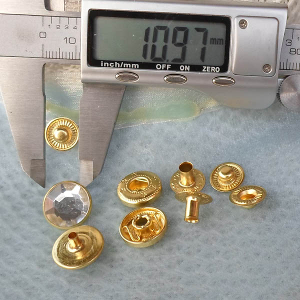 831#  Copper+Transparent acrylic Snap Fastener 15mm 100pcs/bag