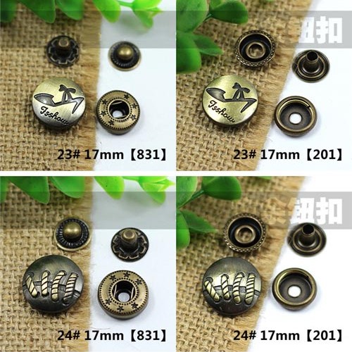 AY112201 201# Metal Snap Fastener/Decorative buckle/Leather buckle/Cowboy deduction/Purse buckle 17mm
