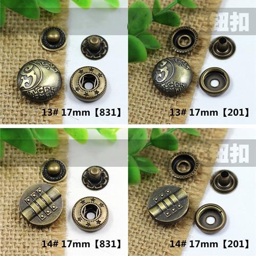 AY112201 201# Metal Snap Fastener/Decorative buckle/Leather buckle/Cowboy deduction/Purse buckle 17mm