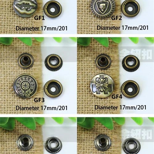 GF17201 201# Metal Snap Fastener/Decorative buckle/Leather buckle/Cowboy deduction/Purse buckle 17mm
