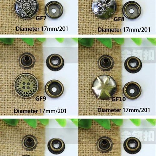 GF17201 201# Metal Snap Fastener/Decorative buckle/Leather buckle/Cowboy deduction/Purse buckle 17mm