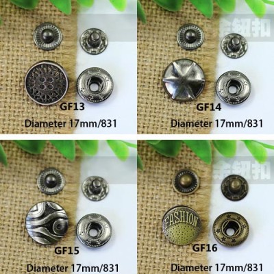 GF17831 831# Metal Snap Fastener/Decorative buckle/Leather buckle/Cowboy deduction/Purse buckle 17mm