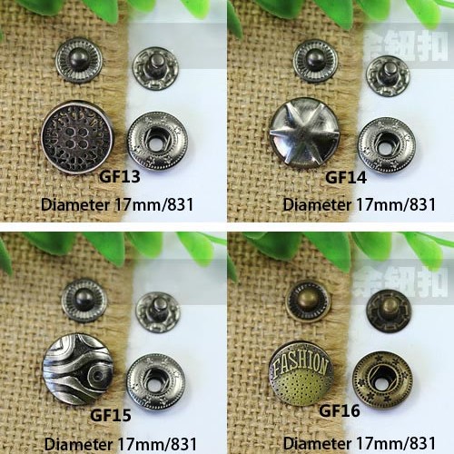 GF17831 831# Metal Snap Fastener/Decorative buckle/Leather buckle/Cowboy deduction/Purse buckle 17mm
