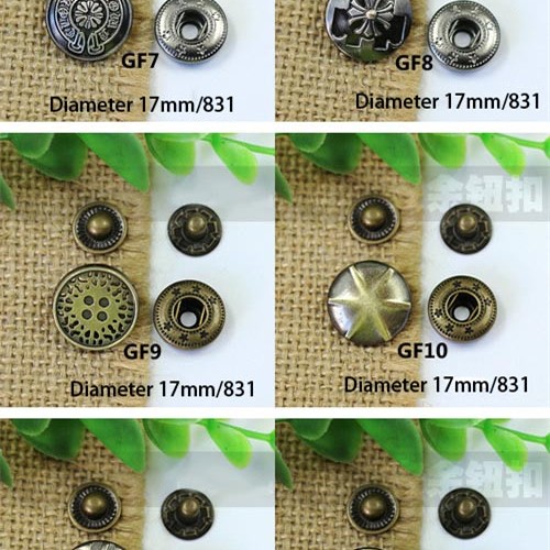 GF17831 831# Metal Snap Fastener/Decorative buckle/Leather buckle/Cowboy deduction/Purse buckle 17mm