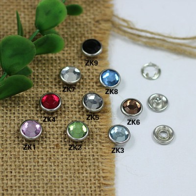 ZK Colored rhinestone Prong buckle Snap Fastener 10mm