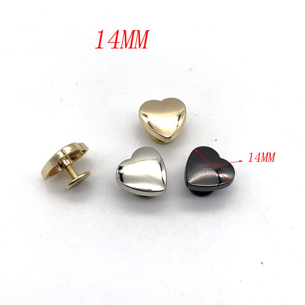 AH804 Heart-Shaped Screw Back Spikes  8 10 14mm 3 Size Option 100pcs/bag