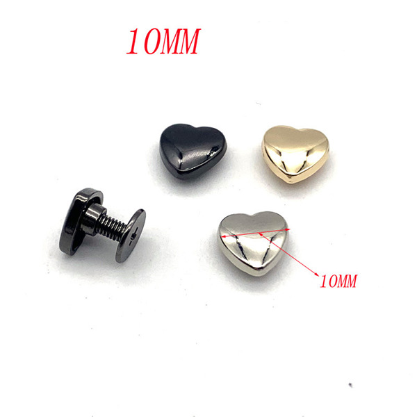 AH804 Heart-Shaped Screw Back Spikes  8 10 14mm 3 Size Option 100pcs/bag