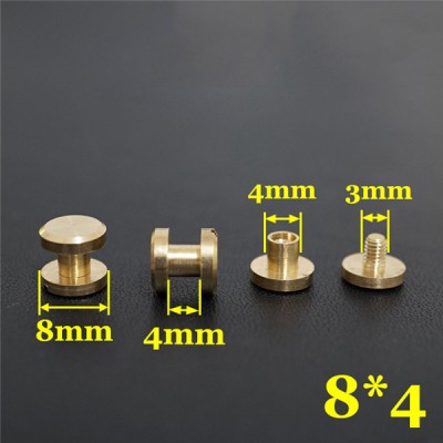 FF844 Flat Head Chicago Screw Posts 8x4x4mm 100pcs/Bag