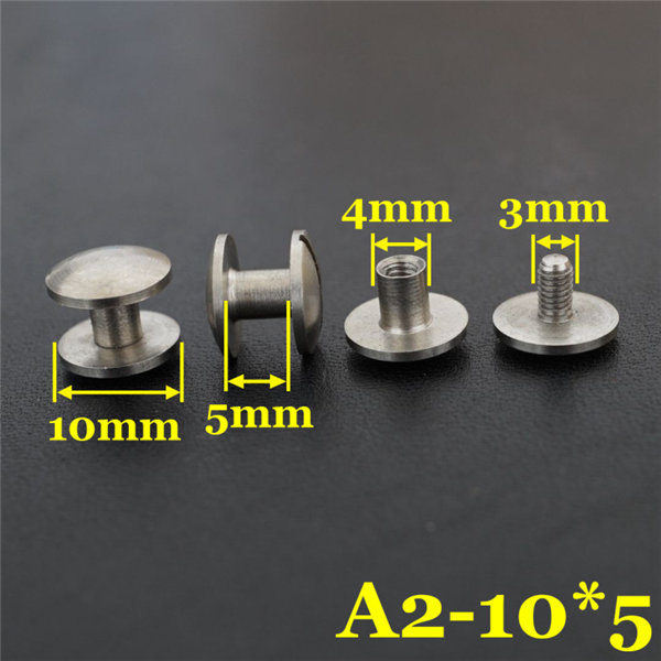 FR409 Stainless Steel Dome Head Threaded Post With Screw 10x4x5mm 100pcs/bag