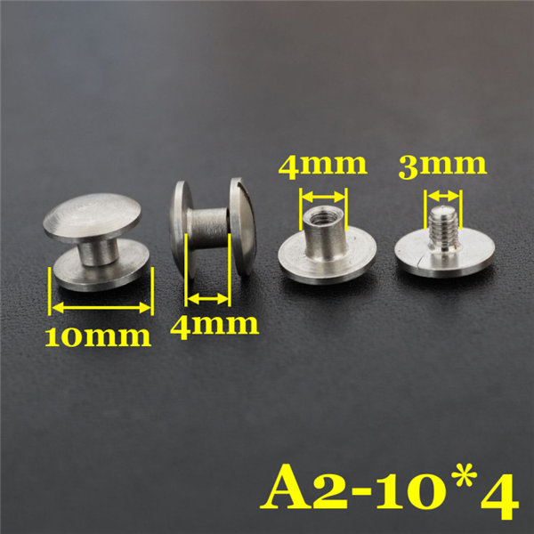 FR410 Stainless Steel Dome Head Binding Screw 10x4x4mm 100pcs/bag