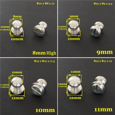 FR504 Stainless Steel Sam Browne Stud Round Head Button Screw Post 10x8x10mm 100pcs/bag