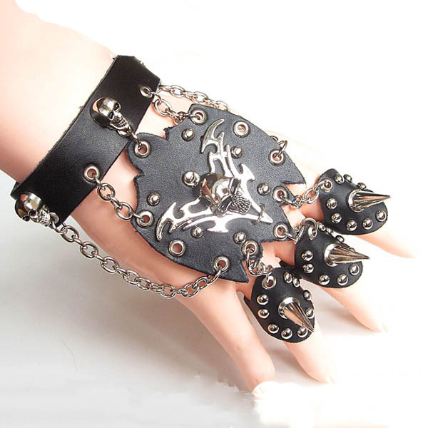 Skull-Spikes-Rivets-Punk-Gloves HJ204