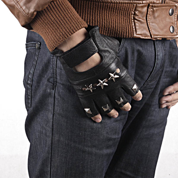 Spikes-Rivets-Punk-Gloves HJ208