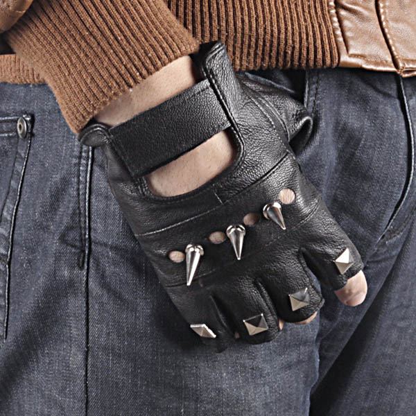Spikes-Rivets-Punk-Gloves HJ210