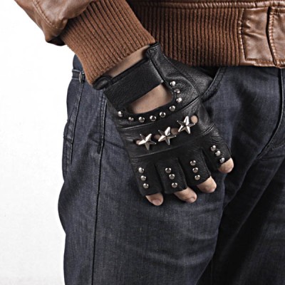 Spikes-Rivets-Punk-Gloves HJ211