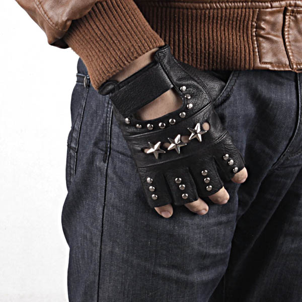 Spikes-Rivets-Punk-Gloves HJ211