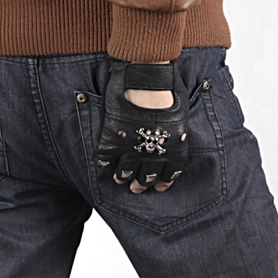 Skull-Spikes-Rivets-Punk-Gloves HJ214