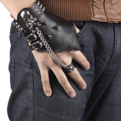Skull-Spikes-Rivets-Punk-Gloves HJ215
