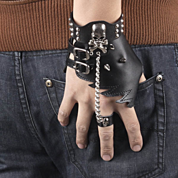 Skull-Spikes-Rivets-Punk-Gloves HJ215