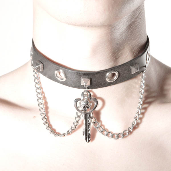 Skull-Spikes-Rivets-Punk-Necklaces HJ350