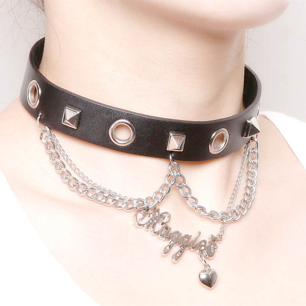 Spikes-Rivets-Punk-Necklaces HJ352