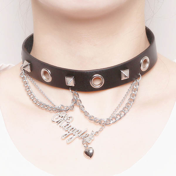 Spikes-Rivets-Punk-Necklaces HJ352