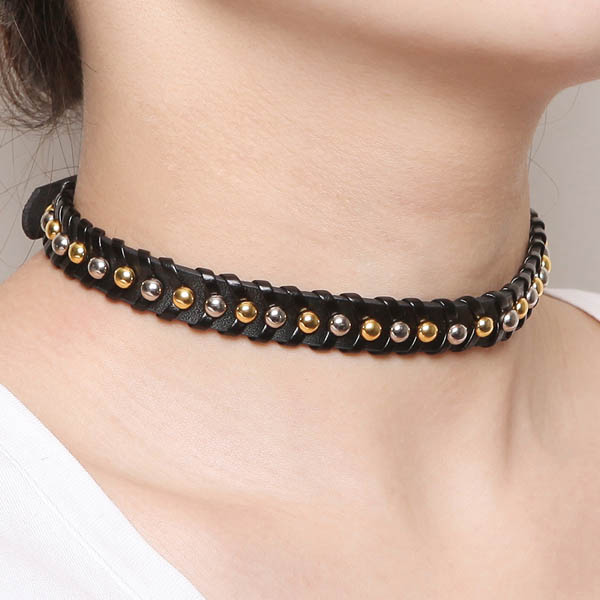 Spikes-Rivets-Punk-Necklaces HJ359
