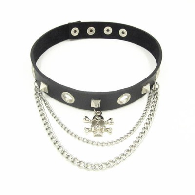 Skull-Spikes-Rivets-Punk-Necklaces HJ366