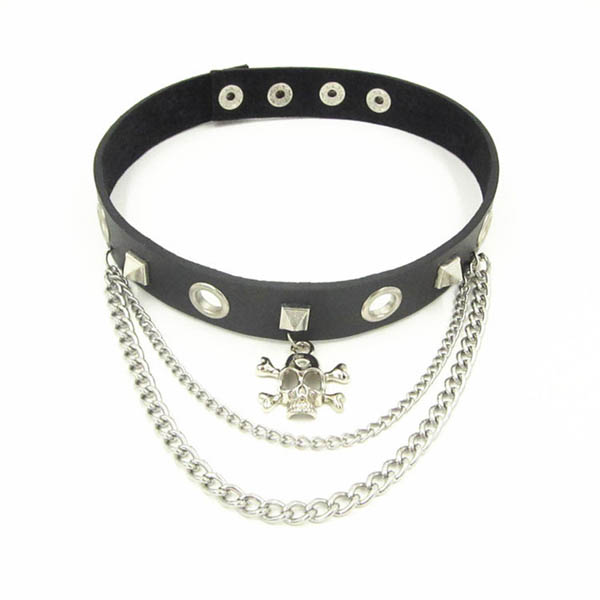 Skull-Spikes-Rivets-Punk-Necklaces HJ366