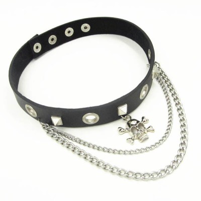 Skull-Spikes-Rivets-Punk-Necklaces HJ366