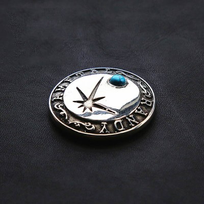 NA039 Embossed Inlaid Turquoise Conchos 35mm