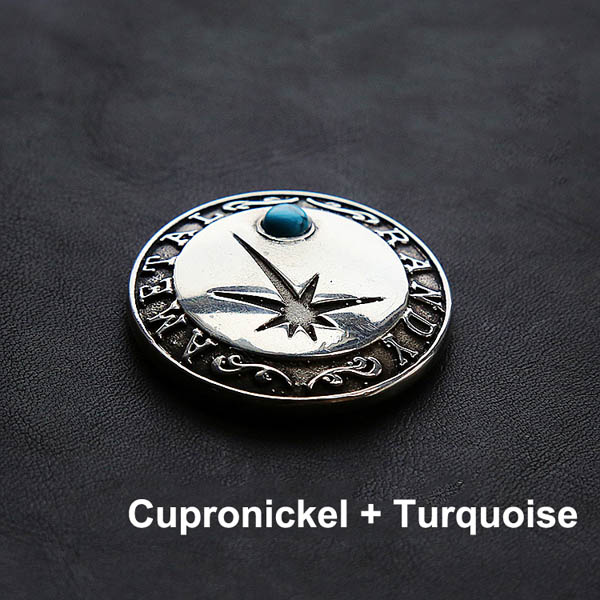 NA039 Embossed Inlaid Turquoise Conchos 35mm