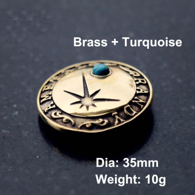 NA039 Embossed Inlaid Turquoise Conchos 35mm