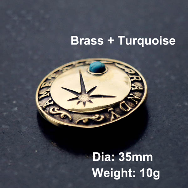 NA039 Embossed Inlaid Turquoise Conchos 35mm