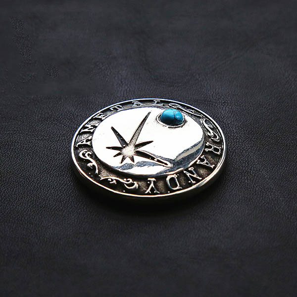NA039 Embossed Inlaid Turquoise Conchos 35mm