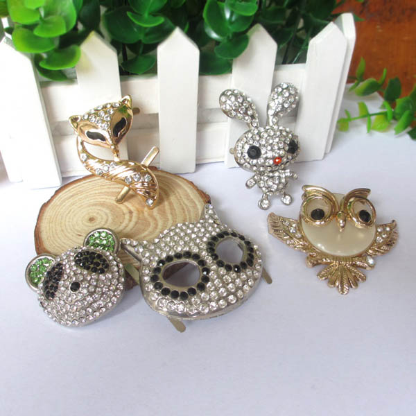 XL101 The new animal buckles,DIY bag accessories,Diamond owl,Panda,Fox,Rivets metal buckles MOQ 10pcs