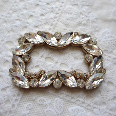 XL111 DIY Glass slipper Buckle/Leaf shape crystal Shoes flowers/Shoe Repair Parts Accessories  40x62mm MOQ 10pcs