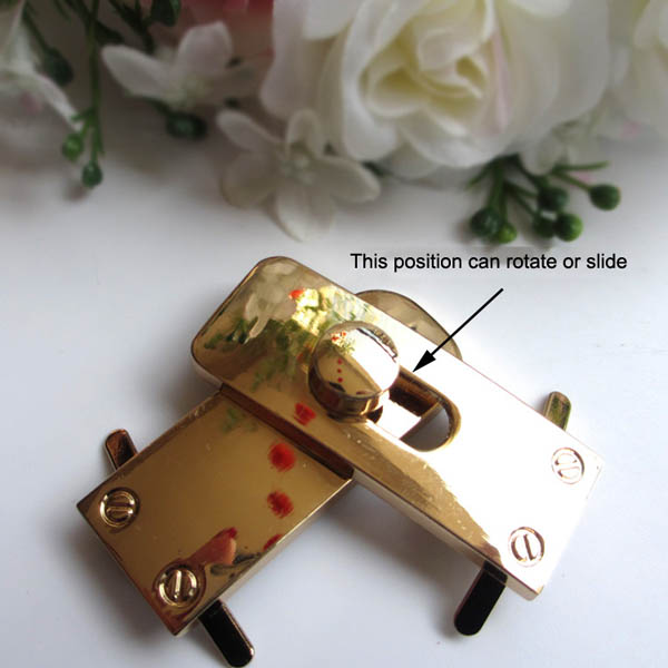 XL118 Light gold rectangular folding rotatable pin buckle/DIY alloy buckles/Bag nail decoration nail two claws 18x60mm MOQ 10pcs