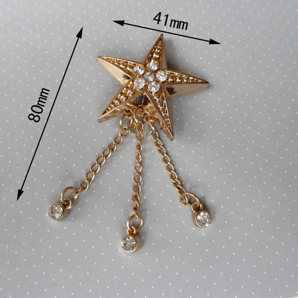 XL129 Five-pointed star rivet tassels buckle/two claws clasp/Decorative accessories bags shoes side decorative rivets 41x80mm MOQ 10pcs