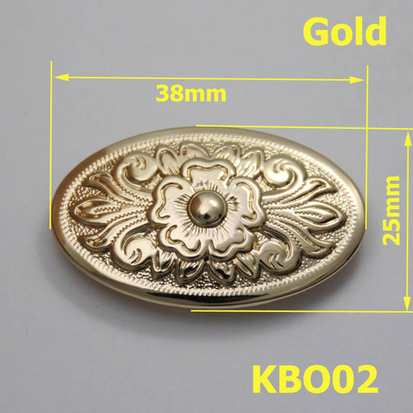 KBO02 Oval Tang Grass Carved Conchos 38x25mm 1pc/bag